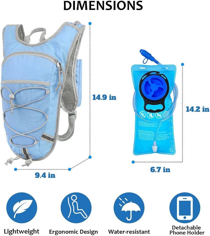 DEVONWIDE Lightweight Hydration Backpack 2L Water Bladder Pack for Running, Cycling, Hiking – Anti-Theft Water Backpack with Phone Holder, Trekking Pole Holder & Reflective Strips for Men & Women - Image 2